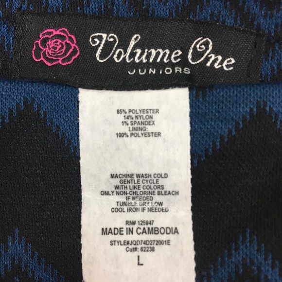 Volume One Navy and Black Chevron Mini Skirt - Picture 5 of 6